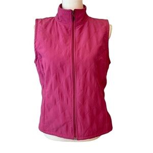 Columbia Quilted Fleece Zip front Vest Fuschia Magenta Bright Pink -Size Med.